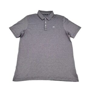 Travis Mathew Men's Golf Polo Shirt Purple White Micro Stripe Pima Cotton XL